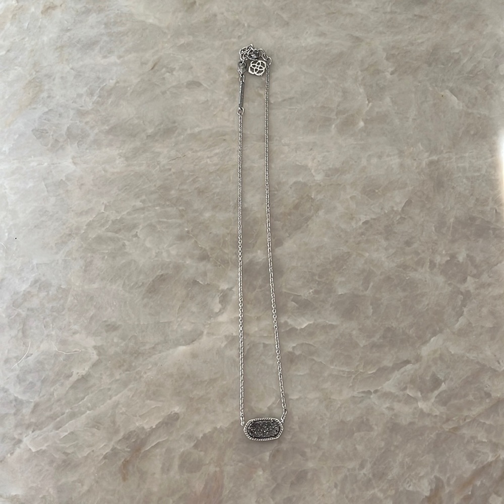 Kendra Scott, Elisa Silver Pendant Necklace, Platinum Drusy